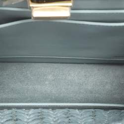 Pre Owned Fendi Peekaboo Iseeu Small Blue Woven Straw Top Handle Bag