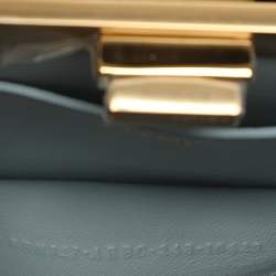 Pre Owned Fendi Peekaboo Iseeu Small Blue Woven Straw Top Handle Bag