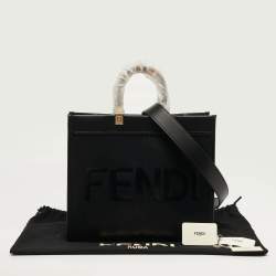 Pre Owned Fendi Sunshine Medium Black Leather Shopper Tote