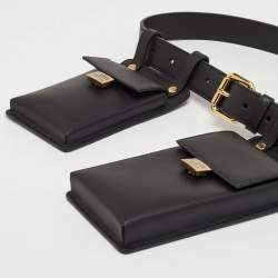 Pre Owned Fendi Black Leather Utility Pouch Tool Belt Bag