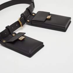 Pre Owned Fendi Black Leather Utility Pouch Tool Belt Bag