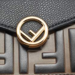 Pre Owned محفظة فندي جلد زوكا بني/أسود ثلاثية الطي "ف هو فندي"