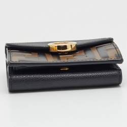 Pre Owned محفظة فندي جلد زوكا بني/أسود ثلاثية الطي "ف هو فندي"