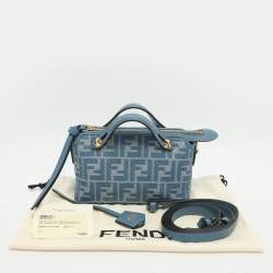 Pre Owned Fendi By The Way Mini Blue FF Jacquard Crossbody Bag