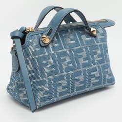 Pre Owned Fendi By The Way Mini Blue FF Jacquard Crossbody Bag
