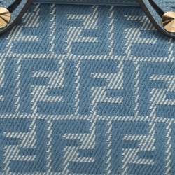Pre Owned Fendi By The Way Mini Blue FF Jacquard Crossbody Bag