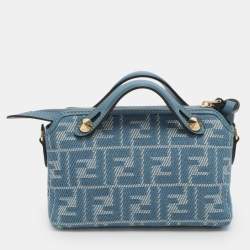 Pre Owned Fendi By The Way Mini Blue FF Jacquard Crossbody Bag
