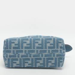 Pre Owned Fendi By The Way Mini Blue FF Jacquard Crossbody Bag