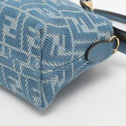 Pre Owned Fendi By The Way Mini Blue FF Jacquard Crossbody Bag