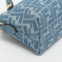 Pre Owned Fendi By The Way Mini Blue FF Jacquard Crossbody Bag