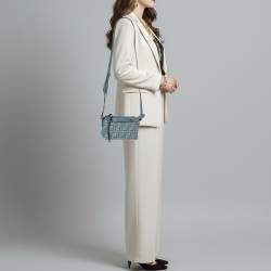 Pre Owned Fendi By The Way Mini Blue FF Jacquard Crossbody Bag