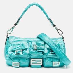 Pre Owned Fendi Baguette Multi-Pocket Convertible Green Nylon Bag