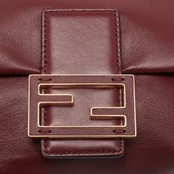 مملوكة مسبقًا Fendi Mama Baguette Drawstring Burgundy Leather Shoulder Bag