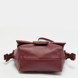 مملوكة مسبقًا Fendi Mama Baguette Drawstring Burgundy Leather Shoulder Bag