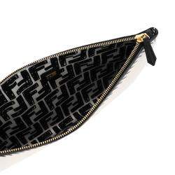 Pre Owned Fendi White Stamp Fabric Medium Pouch