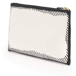 Pre Owned Fendi White Stamp Fabric Medium Pouch