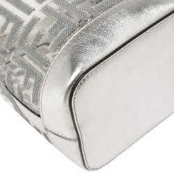 Pre Owned Fendi Silver PVC and Leather Mini Sequin F Mon Tresor Drawstring Bucket Bag