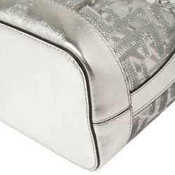 Pre Owned Fendi Silver PVC and Leather Mini Sequin F Mon Tresor Drawstring Bucket Bag