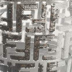 Pre Owned Fendi Silver PVC and Leather Mini Sequin F Mon Tresor Drawstring Bucket Bag