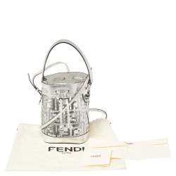 Pre Owned Fendi Silver PVC and Leather Mini Sequin F Mon Tresor Drawstring Bucket Bag