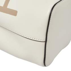 Pre Owned Fendi White Leather Mini Logo Mon Tresor Drawstring Bucket Bag