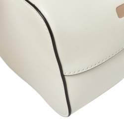 Pre Owned Fendi White Leather Mini Logo Mon Tresor Drawstring Bucket Bag