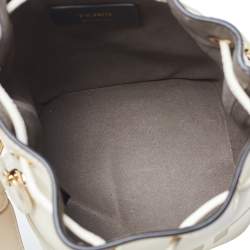 Pre Owned Fendi White Leather Mini Logo Mon Tresor Drawstring Bucket Bag
