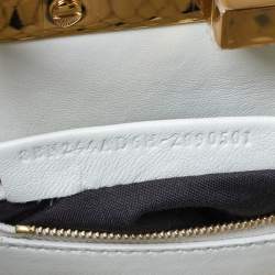 Pre Owned Fendi White Woven Leather Mini Peekaboo Top Handle Bag