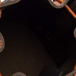 مملوكة مسبقًا Fendi Green/Brown Zucca Canvas and Leather Mini Mon Tresor Drawstring Bucket Bag