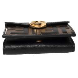 Fendi Black/Brown Zucca Leather Trifold Wallet