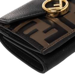 Fendi Black/Brown Zucca Leather Trifold Wallet