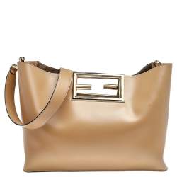 Pre Owned Fendi Beige Leather Medium Way Tote