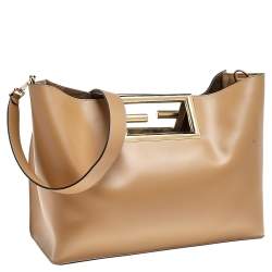 Pre Owned Fendi Beige Leather Medium Way Tote