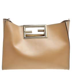 Pre Owned Fendi Beige Leather Medium Way Tote
