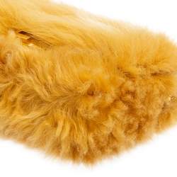 Pre Owned Fendi Yellow Fur And Leather Mini Baguette Bag