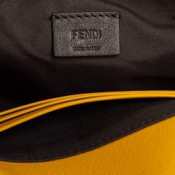 Pre Owned Fendi Yellow Fur And Leather Mini Baguette Bag