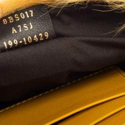 Pre Owned Fendi Yellow Fur And Leather Mini Baguette Bag