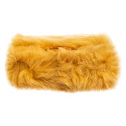 Pre Owned Fendi Yellow Fur And Leather Mini Baguette Bag