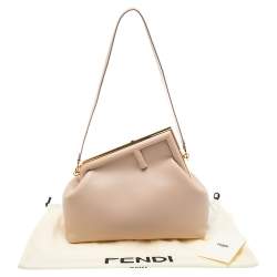 Pre Owned Fendi Beige Leather Medium First Shoulder Bag