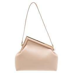 Pre Owned Fendi Beige Leather Medium First Shoulder Bag