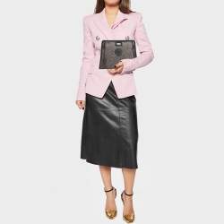 Pre Owned Fendi Tobacco Zucca Mesh and Leather Small Peekaboo Defender Clutch