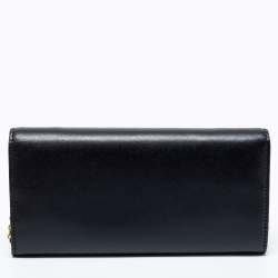 Pre Owned Fendi Black Leather Studded Flap Wallet On Chain