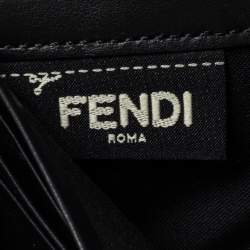 Pre Owned Fendi Black Leather Studded Flap Wallet On Chain