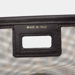 Pre Owned Fendi Brown Zucca Mesh and Leather Small Peekaboo Defender Pouch