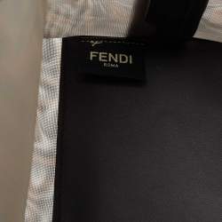 Pre Owned Fendi Brown Zucca Mesh and Leather Small Peekaboo Defender Pouch