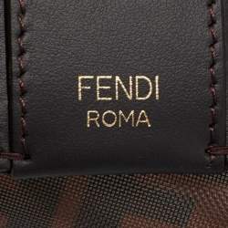 Pre Owned Fendi Brown Zucca Mesh and Leather Small Peekaboo Defender Pouch