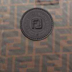 Pre Owned Fendi Brown Zucca Mesh and Leather Small Peekaboo Defender Pouch