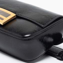 Pre Owned Fendi Black Glossy Leather FF Belt Bag 