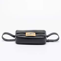 Pre Owned Fendi Black Glossy Leather FF Belt Bag 