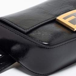 Pre Owned Fendi Black Glossy Leather FF Belt Bag 